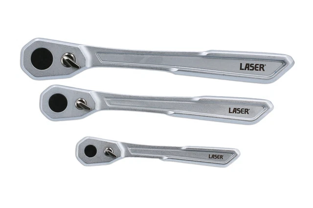 3 reversible extra slim ratchets handle in 1/4 D 3/8D & 1/2D 90 Teeth - + Foam