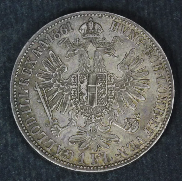 AUSTRIA 1 Florin 1861 A - Silver 0.900 - Franz Joseph I. - VF - 1353