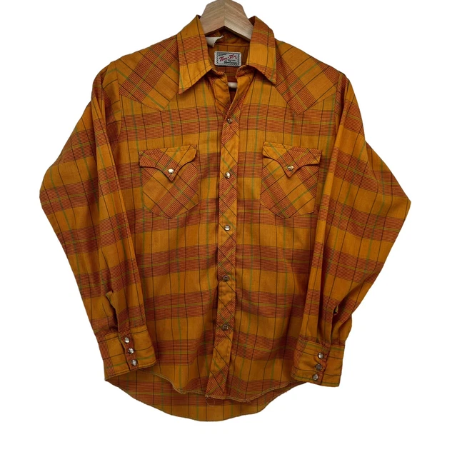 VINTAGE 60s Tem Tex Shirt Size 14 Fits S Checkered Pearl-Snap Western Cowboy VINTAGE 60s Tem Tex Shirt Size 14 Fits S Checkered Pearl-Snap Western Cowboy