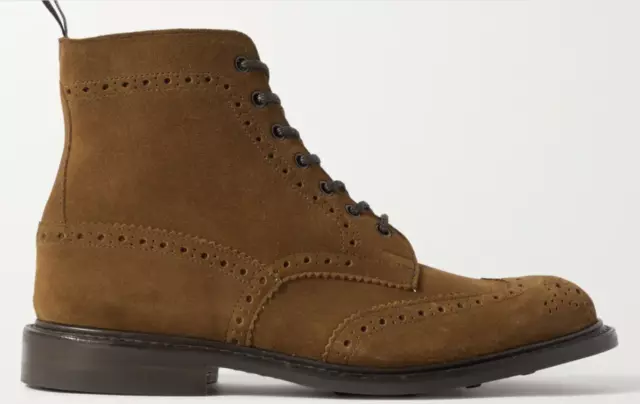TRICKERS STOW, REPELLO Suede Brogue Boots, UK:7, EU:41, RRP £565! Snuff ...