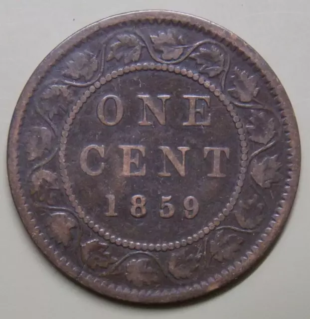 1859 Canada Canadian Large 1 Cent Victoria Coin