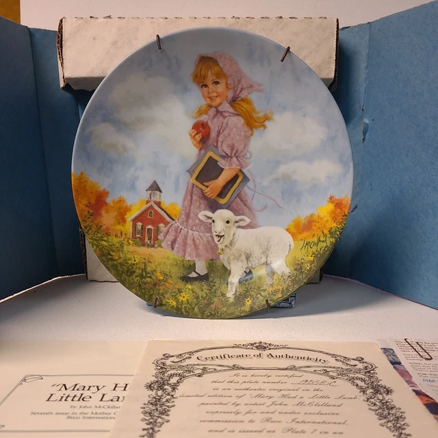 Vtg 1985 Mary Had a Little Lamb Collector Plate by John McClelland Mother Goose