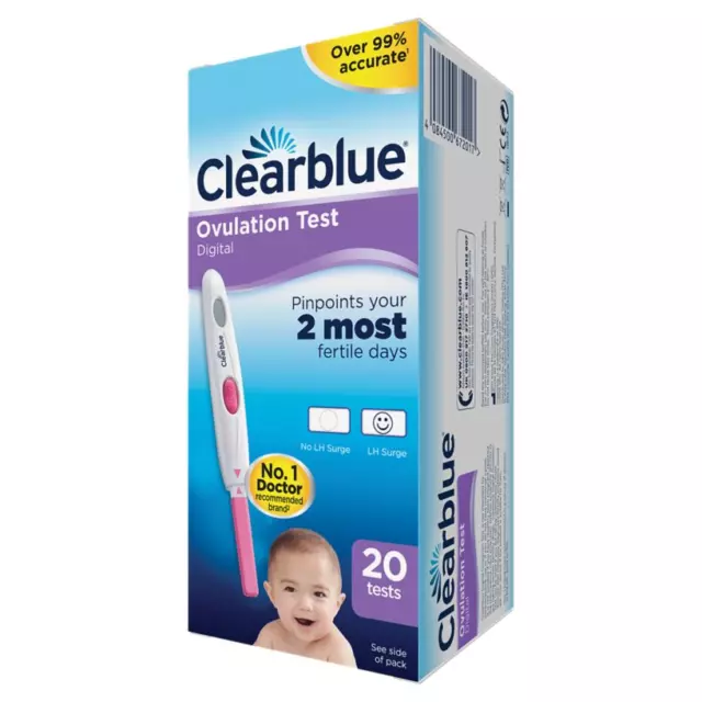 Clearblue Digital Ovulationsteststäbchen Fruchtbarkeit 20 Tests Kit Neu