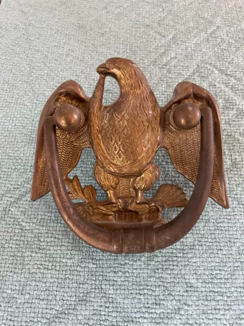 Vintage Cast Brass Heavy Duty Eagle Door Knocker 5 3/4" wide x 5 3/8" tall