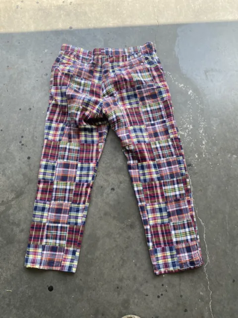 Brooks Brothers Pants Mens 40x32 Plaid Patched Quilted Clark Indian Madras Rare