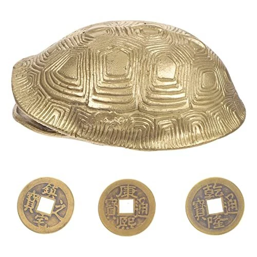Chinese Divination Coins feng Shui Turtle Shell Lucky Tortoise Good Luck