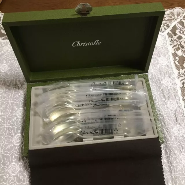 Christofle Marly 6 Spoons & 6 Forks Cutlery Set Silver Plated with Box