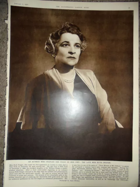 Photo article late actress Ruth Draper 1957 ref AJ