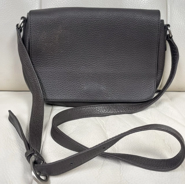 EDDIE BAUER Brown Pebble Leather Women’s Organizer Crossbody Bag Purse Fold Over