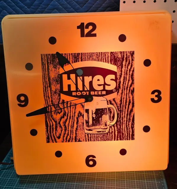Vintage Lighted Hires Root Beer Clock