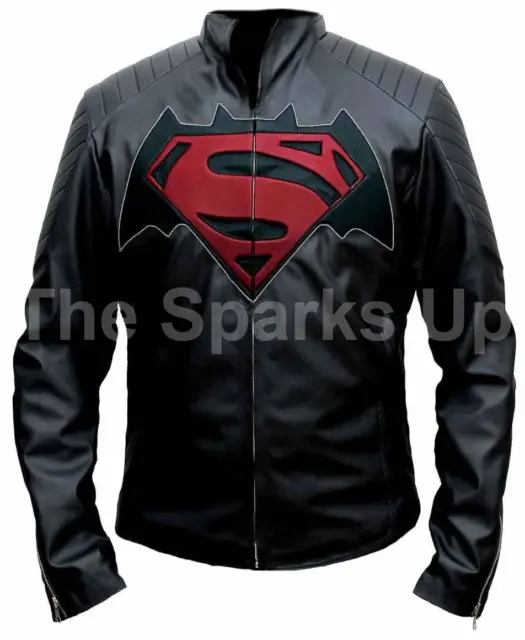 Batman Vs Superman Down Of Justice Stylish Bruce & Clark Biker Leather Jacket