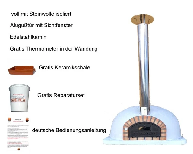 Steinbackofen Pizzaofen Pizzaioli AL 100 inkl. Kaminrohr und Regenhut *Pizzaioli