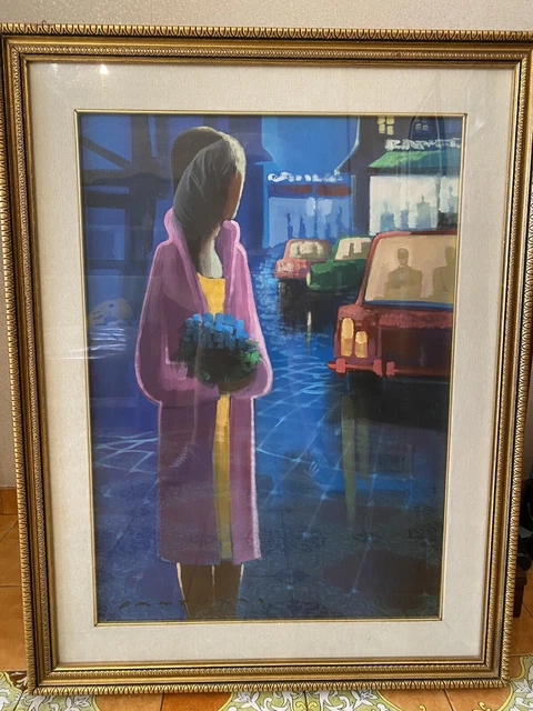 Quadro Eliano Fantuzzi - Donna con Fiori - Olio su Tela