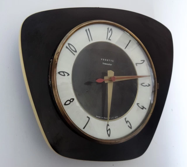 Horloge Murale Jaz TEVIC Vintage - Formica Poirier - Fabriquée En France - Fonctionne