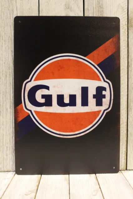 Gulf Gas Stations Oil Tin Metal Sign Vintage Look Racing Garage Mechanic XZ
