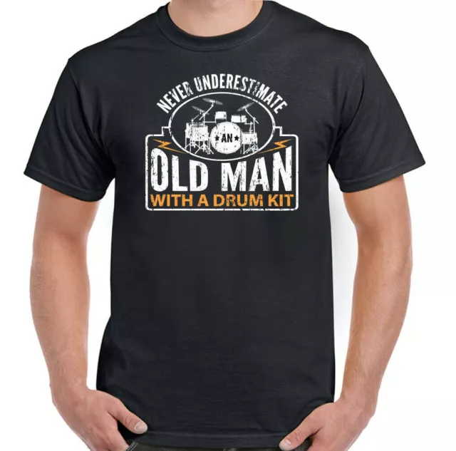 Drummer T-Shirt Drum Drumming Never Underestimate An Old Man Kit Mens Funny Top