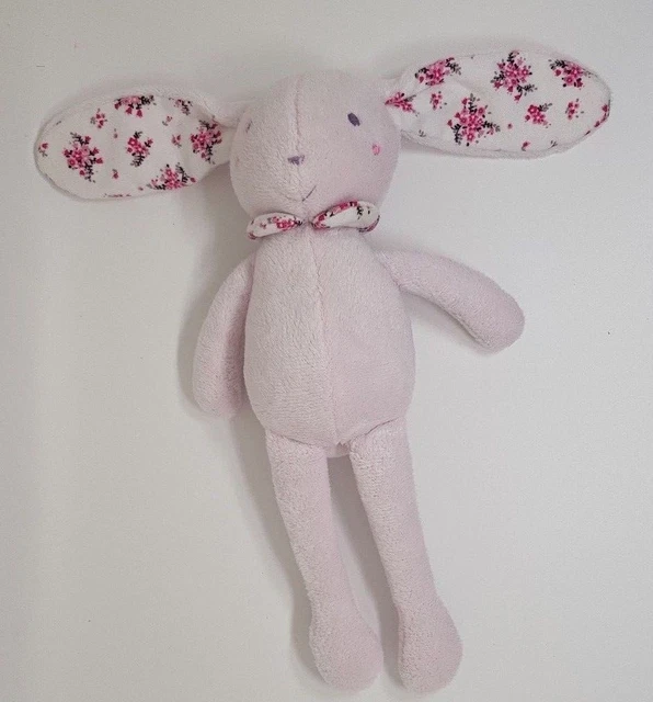 Doudou Peluche Grain de Blé Lapin rose fleur oreilles blanc NEUF
