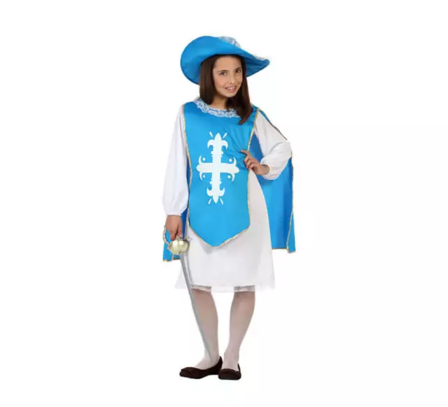 Costume Carnevale Bambina Moschettiere Taglia 3-4 Anni