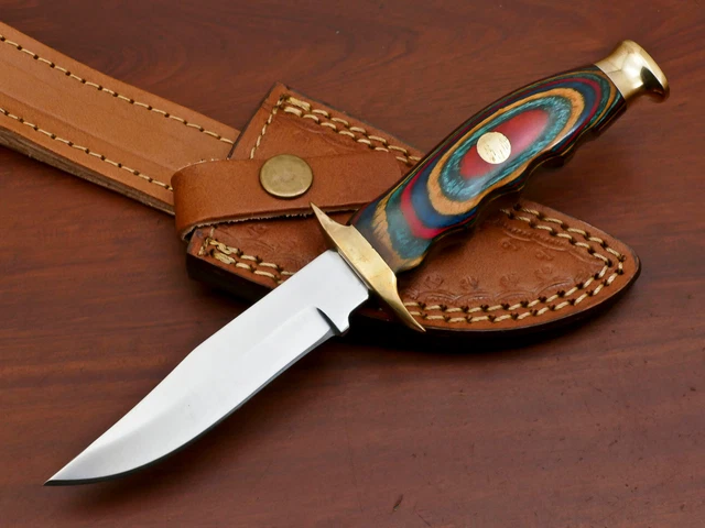 Custom Hand Made D2 Blade Steel Hunting Knife- Pakka Wood  - Za-3351