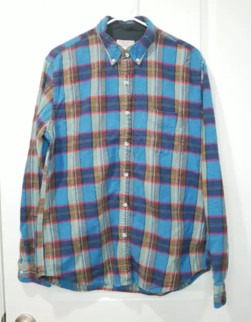 Wallace & Barnes Cotton-Wool Plaid Flannel shirt Teal Large GUC