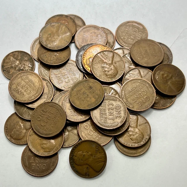 1940's & 1950's "S" MINT ONLY Lincoln Wheat Small Cent Penny 1C - FULL ROLL #10