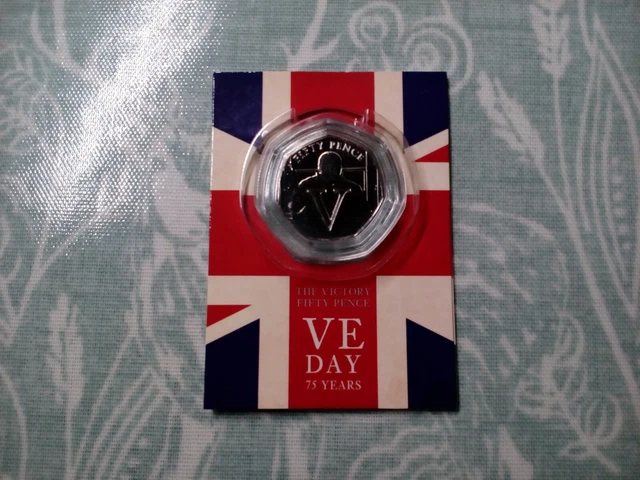 Brilliant 2020 Winston Churchill VE DAY 50p in Isle of Man Card