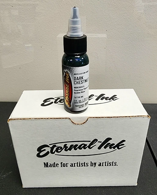 "Tinta para tatuaje eterna ""Castaño oscuro"" botella de 1 oz 100 % auténtica ¡envío rápido!