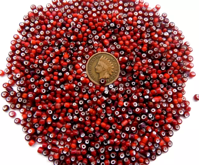 4 Ounces Original Hudson Bay White Heart African Trade Beads size 7/0 MIX C