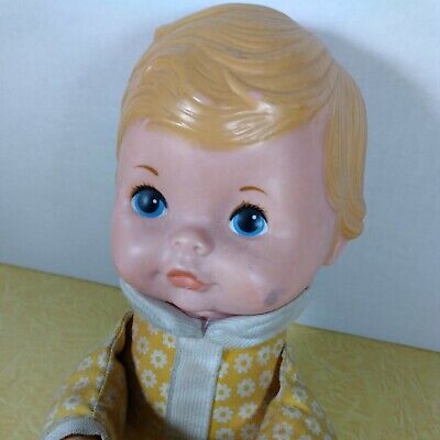 Vintage Fisher Price Toys 1975 Honey Lap Sitter 12" Yellow Floral Baby Doll 208 2