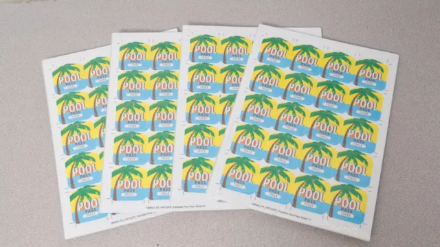 Lot of 400 Laminated Key Chain Size Pool Pass - Numbered 73101 - 73500