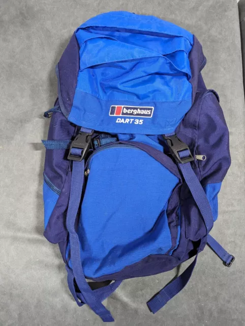 BERGHAUS DART 35 Vintage Rucksack Hiking Back Pack Bag Blue Red 30.00 PicClick UK