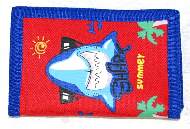 Shark Summer Wallet Tri Fold New With Tags 5"X3" Closed 5"X9" Open