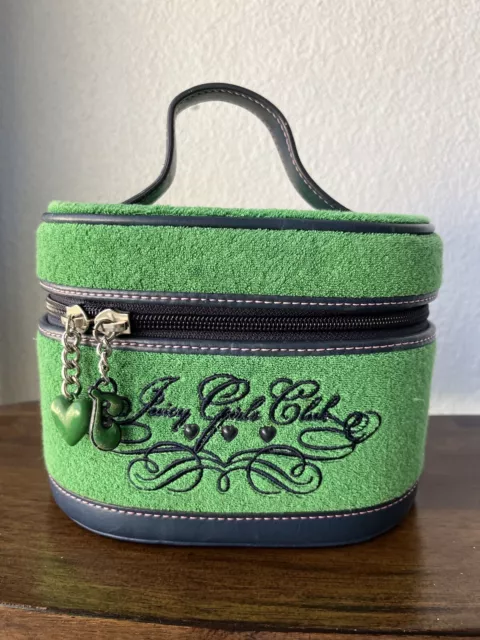 Vintage JUICY COUTURE Cosmetic Travel Case Makeup Bag Green & Navy