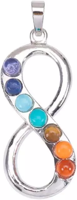 1Pack 7 Chakras Natural Quartz Gemstones Beads Pendant Point Chakra Reiki - Infi