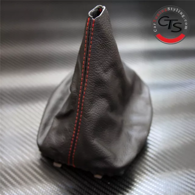 Real Black Italian Leather Gear Gaiter Red Stitch Citroen C4 Grand Picasso 2006+