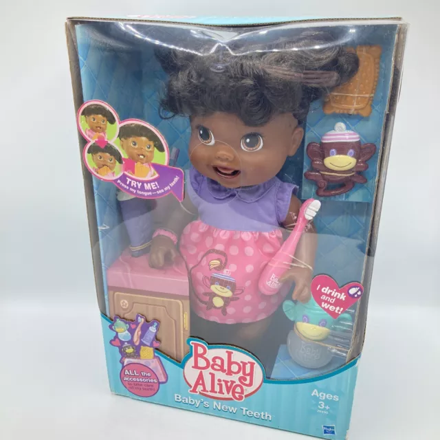 Baby Alive Doll Baby's New Teeth Drink Wet African American New 2010