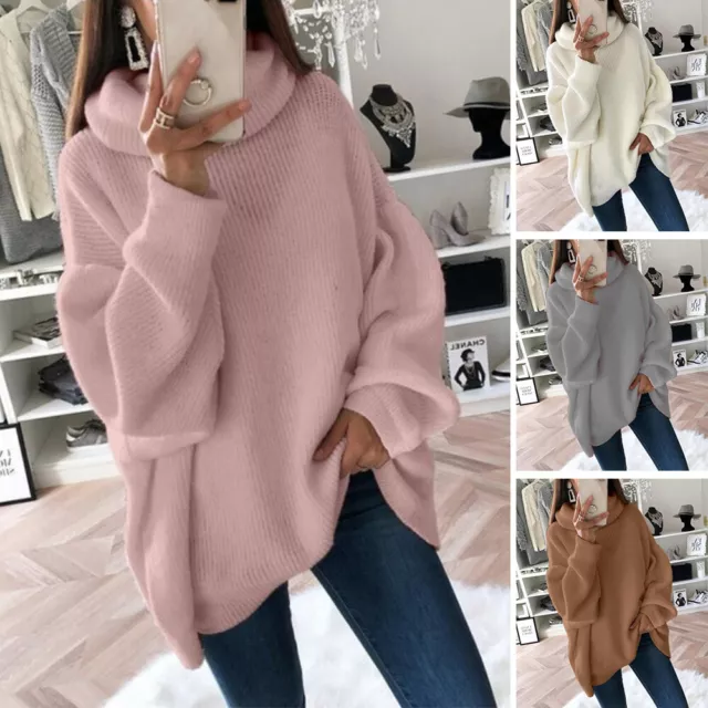 Para Dama Sudaderas Grueso Media Cuello Alto Holgado Color Sólido Manga L <