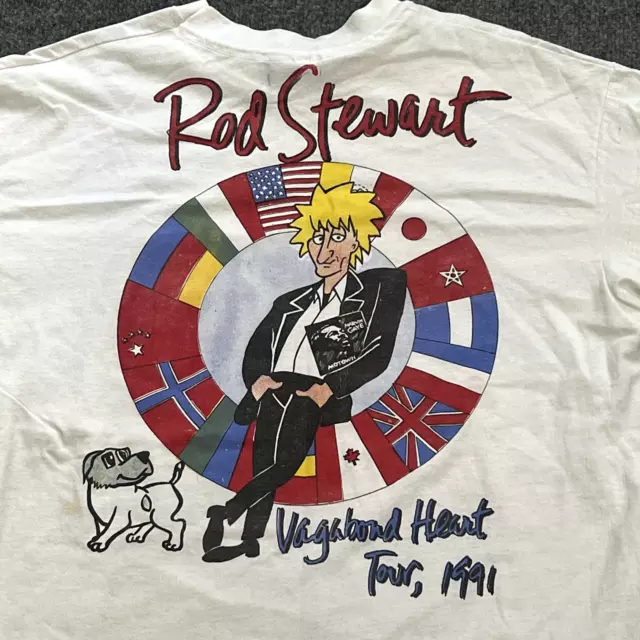 VINTAGE Rod Stewart Shirt Extra Large VAGABOND HEARTS Concert Tour Single Stitch