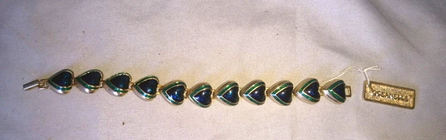 Bracelet Vintage Oceanelle Années 90 – Laiton Et Résine Multicolore – Longueur 17-18 Cm
