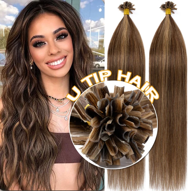 Keratin Pre Bonded U-Tip Nail Human Hair Extensions Real Thick Fusion 0,5g/1g US