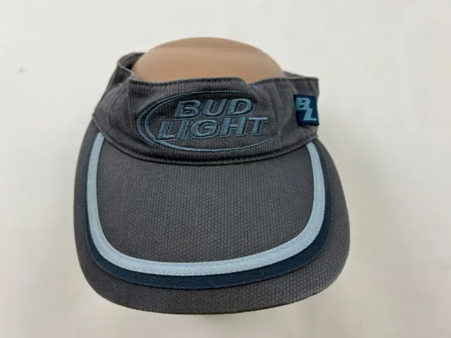 VINTAGE Bud Light Visor Hat Cap Strapback Blue Adult Embroidered Adjustable Beer