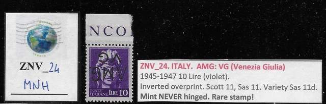 ZNV_24. ITALY AMG VENEZIA GIULIA (VG). Variety 10 L 1947 Democratica. Sc. 11 MNH