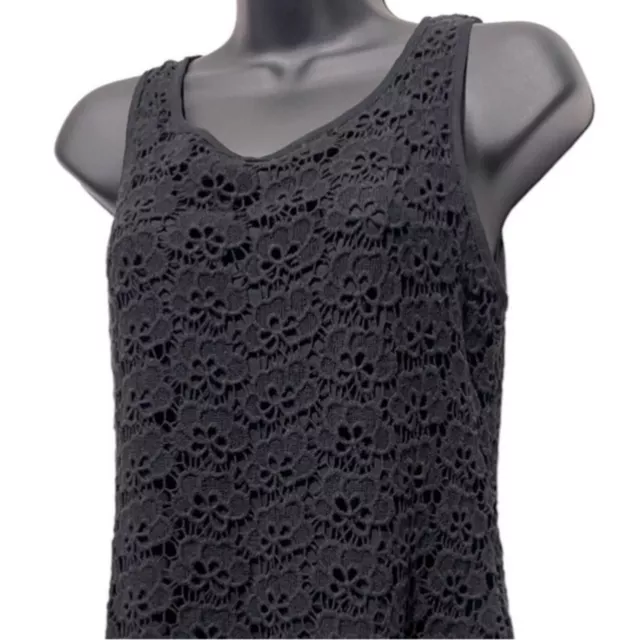 Embroidered Lace Black Tank Top Jennifer Lopez Size Womens Small