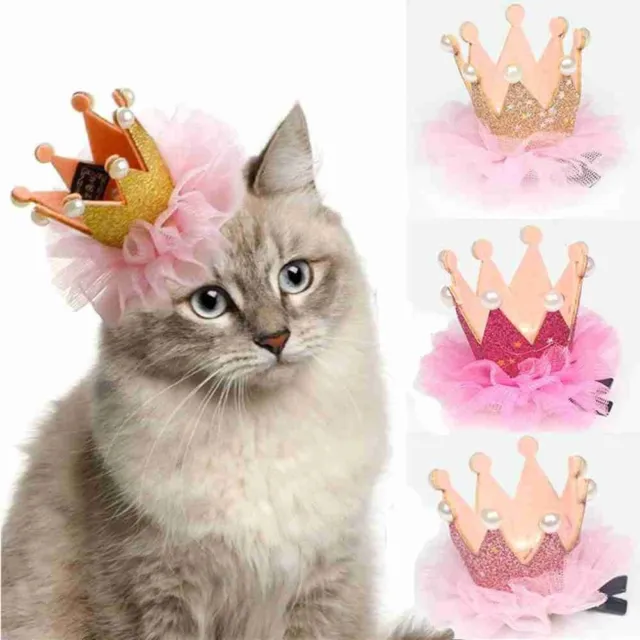 Gatos gorro cachorro fiesta sombrero gatito princesa corona mascota perro horquilla