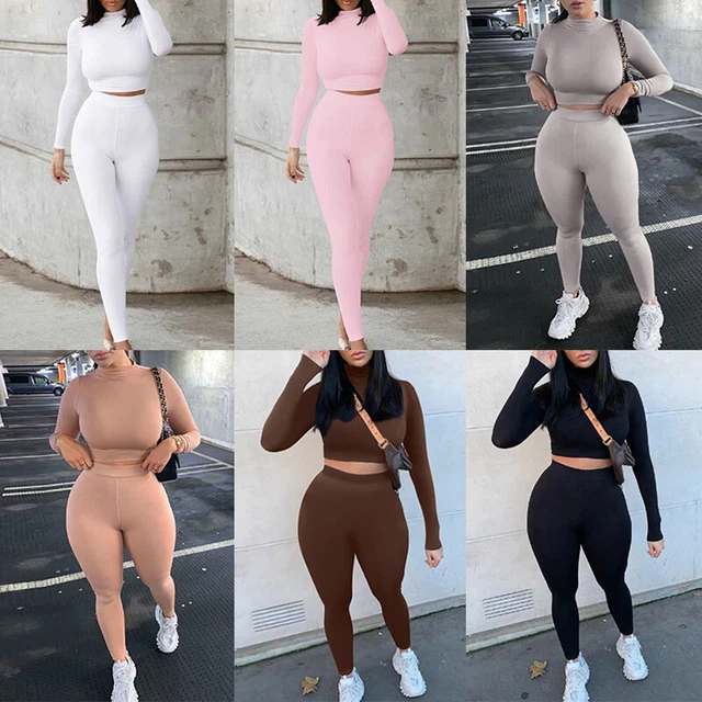 Donna Yoga Abito Pantaloni 2pcs Set Leggings Top Corto senza Cuciture SPORTS Gym