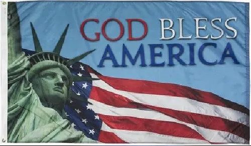 3X5 God Bless America Statue Of Liberty Flag Banner Grommets