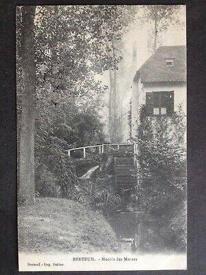 CPA stamp Breteuil on noye 1908 oise moulin des moines paddle