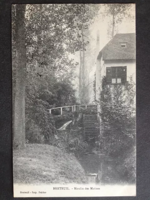 cpa seal BRETEUIL sur WALNUT in 1908 Oise MOULIN des MOINES blade wheel