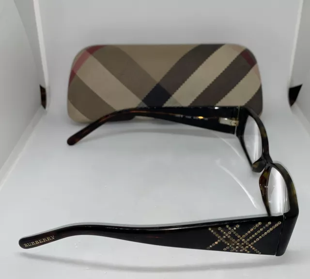 VTG Burberry 2029-B 3002 Havana Eyeglass Frames & Nova Check Plaid Case Italy 2