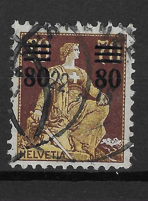 SWITZERLAND 1915. 80c ON 70c. GOOD-FINE USED. SG. 301.  (5561)